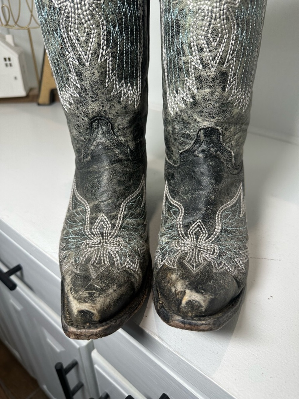 Circle G by Corral Womens Size 10 Western Cowboy Boots Distressed Black Gray - Picture 3 of 9
